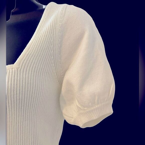 NWT square neck white ribbed crop top puff sleeves by French Connection size S. - Picture 5 of 10